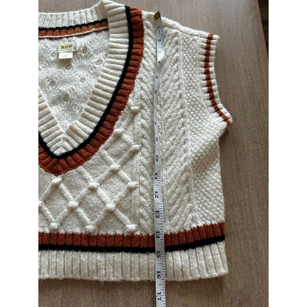 Maeve Anthropologie Willa Cable-Knit Sweater Vest White Size XS Petite Fall - Picture 6 of 8